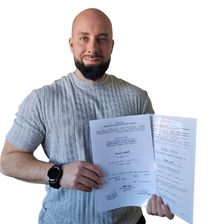 Fotografie mé osoby s certifikáty